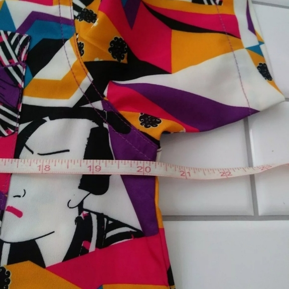 Just Attitude Chinese Print Button Down Short Sleeve Shirt - Picture 5 of 6